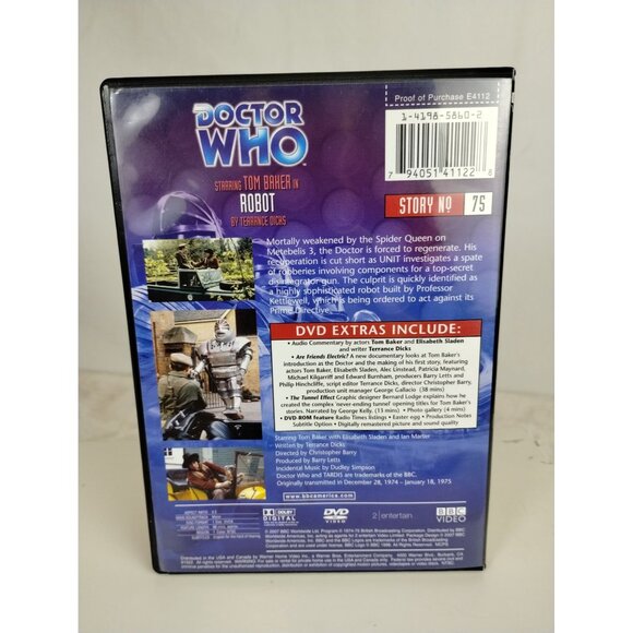 Doctor Who Robot DVD Starring Tom Baker Story No. 75 BBC Video With Extras - Picture 5 of 6